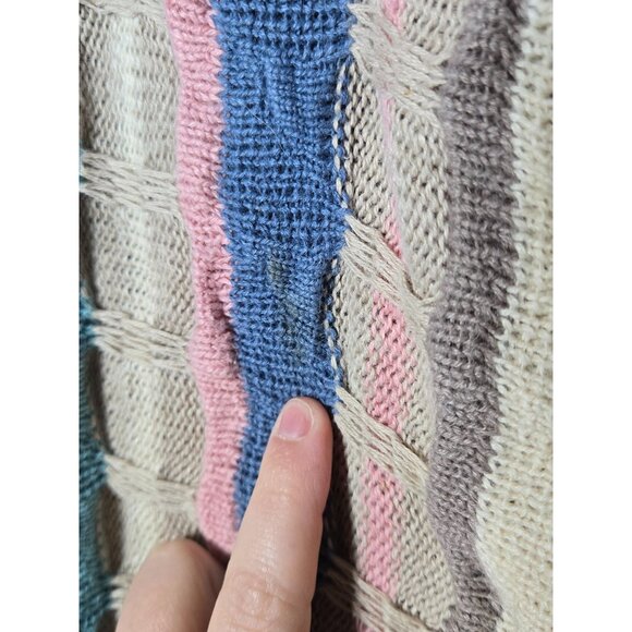 Vintage Cotton Traders 3D Knit Striped Sweater Large Cosby Colorful Grandpa Vtg - Picture 3 of 8